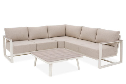 furrore Gartenlounge-Set STELVIO CAFFE Ecklounge Aluminium Beige 4-6 Personen