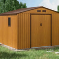 Hardmaister Metall-Gerätehaus Hudson 277x255 cm Eiche-Braun - 6.5 m² Gartenhaus mit Satteldach