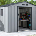 Hardmaister Gerätehaus Hudson 277x255 cm Hellgrau - Metall-Gartenschuppen mit Satteldach