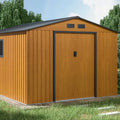 Hardmaister Metall Gerätehaus Hudson 277x319 cm Eiche-Grau - Satteldach & Schiebetür