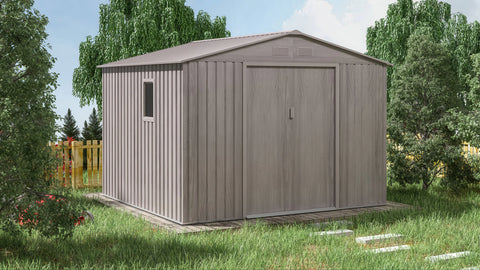 Hardmaister Metall Gerätehaus Hudson 277x255 cm Grau-Eiche 6.5 m² Gartenhaus