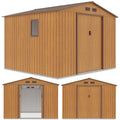 Hardmaister Metall-Gerätehaus Hudson 277x255 cm Eiche-Braun - 6.5 m² Gartenhaus mit Satteldach