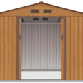 Hardmaister Metall Gerätehaus HUDSON 277x191 cm Eiche-Braun Gartenhaus mit Satteldach