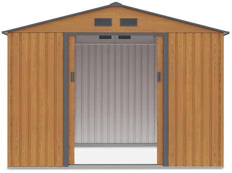 Hardmaister Metall Gerätehaus Hudson 277 x 191 cm Eiche-Grau Satteldach