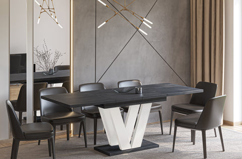 Ausziehbarer Esstisch "Lara White" 130-210cm (Beton Dunkel) von Endo-Möbel bei coso-home