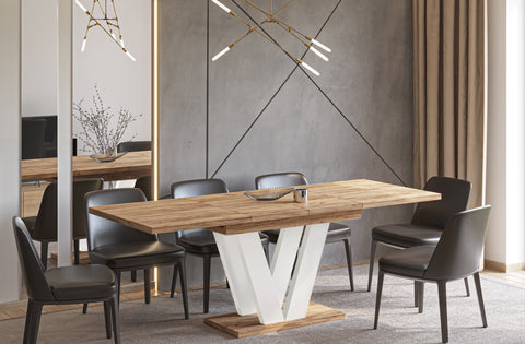 Ausziehbarer Esstisch "Lara White" 130-210cm (Eiche Artisan) von Endo-Möbel bei coso-home