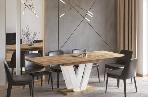 Ausziehbarer Esstisch "Lara White" 130-210cm (Eiche Evoke) von Endo-Möbel bei coso-home