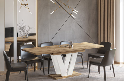 Ausziehbarer Esstisch "Lara White" 130-210cm (Eiche Wotan) von Endo-Möbel bei coso-home