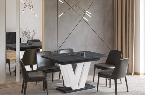 Ausziehbarer Esstisch "Lara White" 130-210cm (Beton Dunkel) von Endo-Möbel bei coso-home