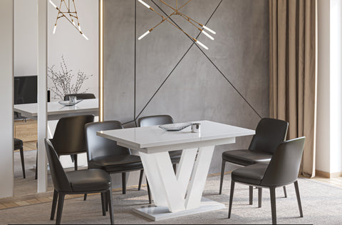 Ausziehbarer Esstisch "Lara White" 130-210cm (Weiß Hochglanz) von Endo-Möbel bei coso-home