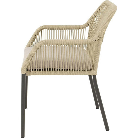Lesli Living Garten-Essgruppe Arrezo Eckig - 130x70 cm Tisch & 4 Rope-Stühle Beige