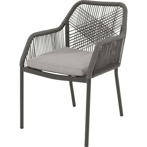 Lesli Living Garten-Essgruppe Arrezo Eckig 130x70 cm Grau mit 4 Rope-Stühlen