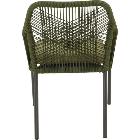 Lesli Living Garten-Essgruppe Arrezo Eckig - 130x70 cm Tisch & 4 Rope-Stühle Grün