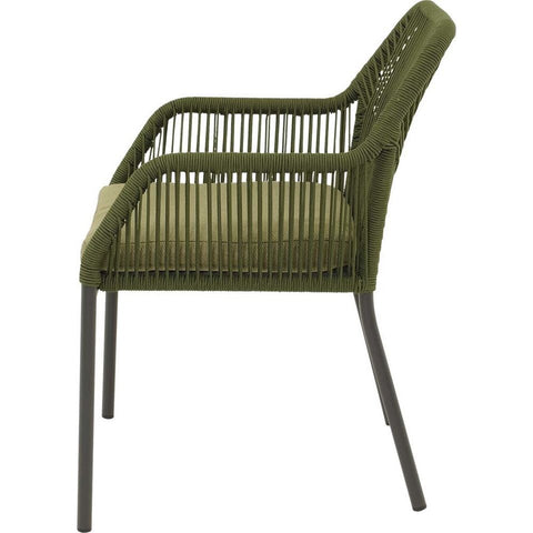 Lesli Living Garten-Essgruppe Arrezo Eckig - 130x70 cm Tisch & 4 Rope-Stühle Grün