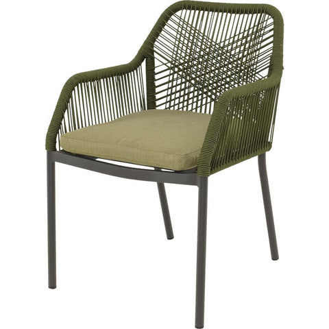 Lesli Living Garten-Essgruppe Arrezo Eckig - 130x70 cm Tisch & 4 Rope-Stühle Grün