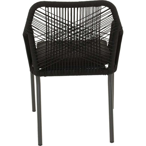 Lesli Living Garten-Essgruppe Arrezo Eckig - 130x70 cm Tisch & 4 Rope-Stühle Schwarz