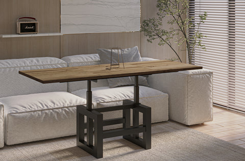 Couchtisch Lili höhenverstellbar im modernen Wohnzimmer mit heller Couch