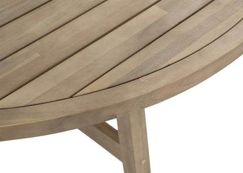 FURRORE Marigold 6+1 Round Garten-Essgruppe – Massives Akazienholz-Set mit Rundtisch Ø150cm & 6 handgeflochtenen Stühlen Beige