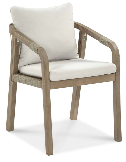 FURRORE Marigold 6+1 Round Garten-Essgruppe – Massives Akazienholz-Set mit Rundtisch Ø150cm & 6 handgeflochtenen Stühlen Beige