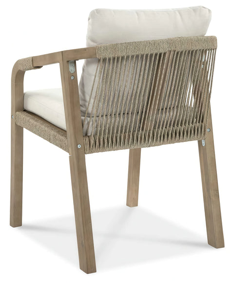 FURRORE Marigold 6+1 Round Garten-Essgruppe – Massives Akazienholz-Set mit Rundtisch Ø150cm & 6 handgeflochtenen Stühlen Beige