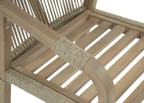 FURRORE Marigold 6+1 Round Garten-Essgruppe – Massives Akazienholz-Set mit Rundtisch Ø150cm & 6 handgeflochtenen Stühlen Beige