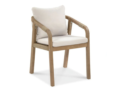 Furrore Marigold 8+1 Garten-Essgruppe aus Akazienholz Beige Handgeflochten 230x100cm