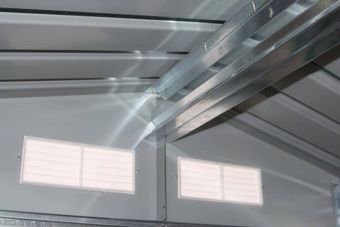 Hardmaister Metall Gerätehaus Hudson 277x191 cm Grau-Eiche Satteldach Gartenschuppen