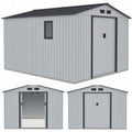 Hardmaister Metall Gerätehaus HUDSON 277x319 cm Hellgrau Gartenhaus Satteldach