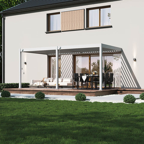 Gutroof Pergola "Elegance Wall" 3x6m - manuell, Wandmontage, Weiß von Gutroof bei coso-home