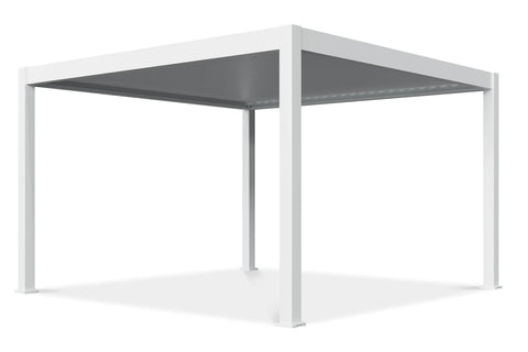 Gutroof Deluxe Pro Automatic Pergola 4x4m mit LED-Beleuchtung in Weiß – Aluminium Terrassenüberdachung