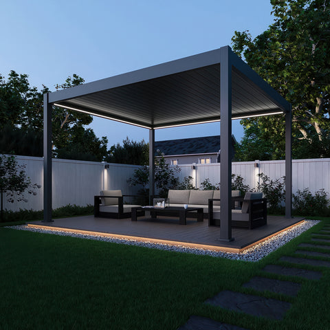 Gutroof Pergola "Deluxe Automatic" 3,6x4m - elektrisches Lamellendach, LED, Anthrazit von Gutroof bei coso-home