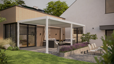 Gutroof Pergola "Deluxe" 3,6x7,2m - manuell, Aluminium, Weiß von Gutroof bei coso-home