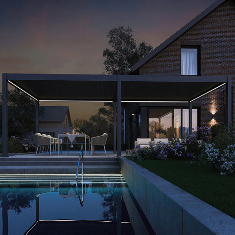 Gutroof Pergola "Deluxe Automatic" 3,6x7,2m - elektrisch, Aluminium, Anthrazit von Gutroof bei coso-home