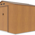 Hardmaister Metall-Gerätehaus Hudson 277x255 cm Eiche-Braun - 6.5 m² Gartenhaus mit Satteldach