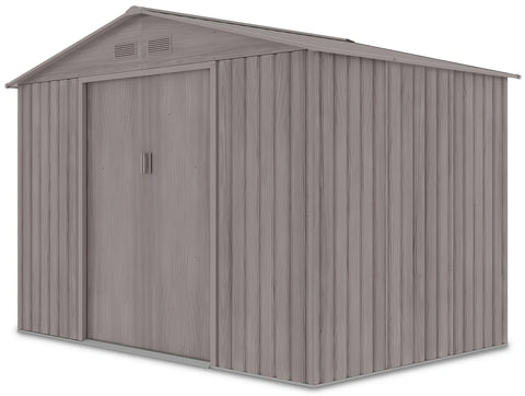 Hardmaister Metall Gerätehaus Hudson 277x191 cm Grau-Eiche Satteldach Gartenschuppen