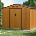 Hardmaister Metall Gerätehaus HUDSON 277x191 cm Eiche-Braun Gartenhaus mit Satteldach