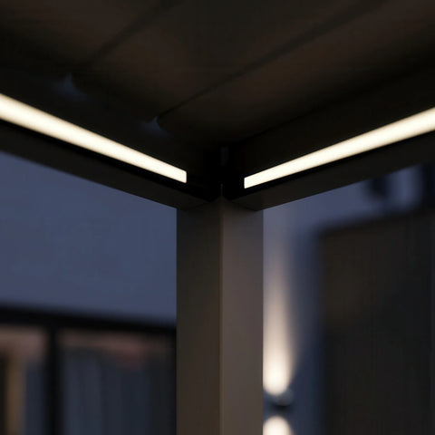 Gutroof Deluxe Pro Automatic 3x4m Elektrische Pergola mit LED-Beleuchtung Anthrazit