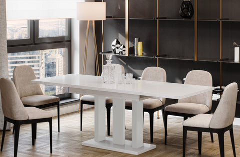 Endo-Möbel Appia White 130-210cm (Weiß Hochglanz) – coso-home