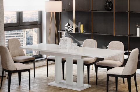 Ausziehbarer Esstisch "Appia White" 130-210cm (Weiß Hochglanz) von Endo-Möbel bei coso-home