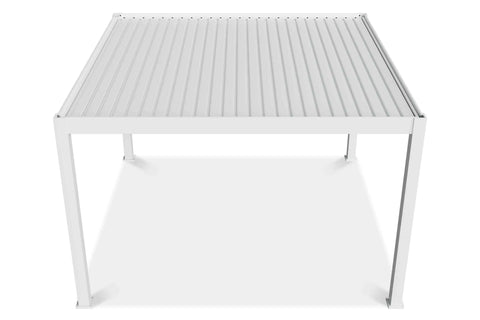 Gutroof Deluxe Pro Automatic Pergola 4x4m mit LED-Beleuchtung in Weiß – Aluminium Terrassenüberdachung