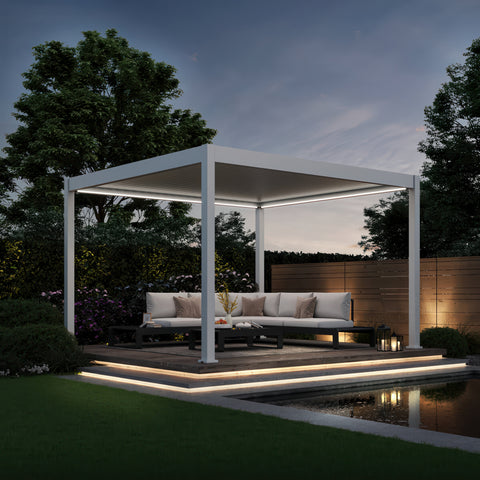 Gutroof Pergola "Deluxe" 3,6x4m - elektrisch, LED, Weiß von Gutroof bei coso-home
