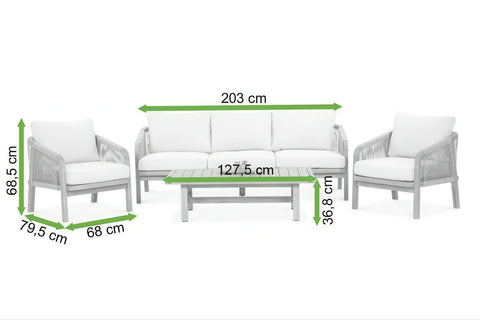 FURRORE MARIGOLD Caffe Lounge-Set – 5-Sitzer Gartenmöbel aus Akazienholz in Beige
