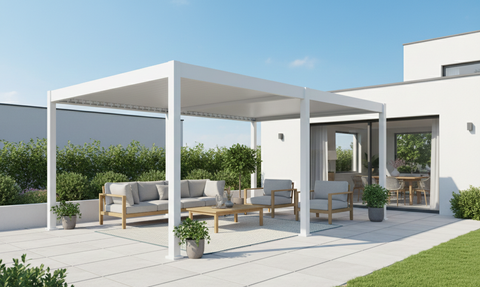 Gutroof Pergola "Deluxe Automatic" 3,6x6m - elektrisch, LED, Weiß von Gutroof bei coso-home