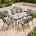 Gartenmöbel-Set BOLOGNA 150/6 - Esstisch mit 6 Stühlen, Anthrazit / Mixed Grey