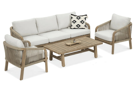 FURRORE MARIGOLD Caffe Lounge-Set – 5-Sitzer Gartenmöbel aus Akazienholz in Beige