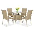 Focus Garden FIESTA/LUGO 4+1 Gartenmöbel-Set Beige Polyrattan Essgruppe